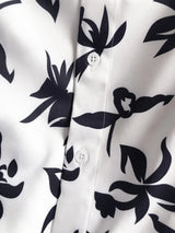 New 2021 luxury Men Classic Hibiscus Flowers Fashion 50% Silk Casual Shirts Shirt high quality Pocket Short sleeves #A48