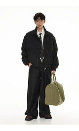 leather varsity jacket, layered style, men's streetwear fashion, trendy oversized fit, urban techwear design, modern hip hop 