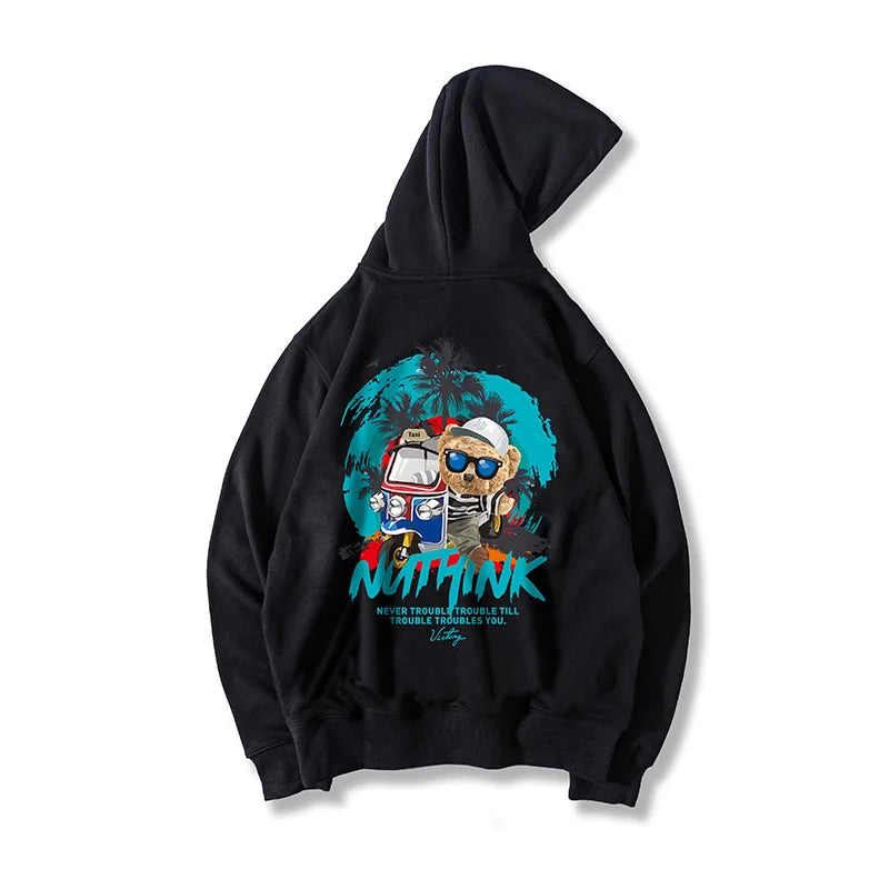 Funny Vacation Bear Graphic Printed Hoodies For Men Streetwear Hip Hop