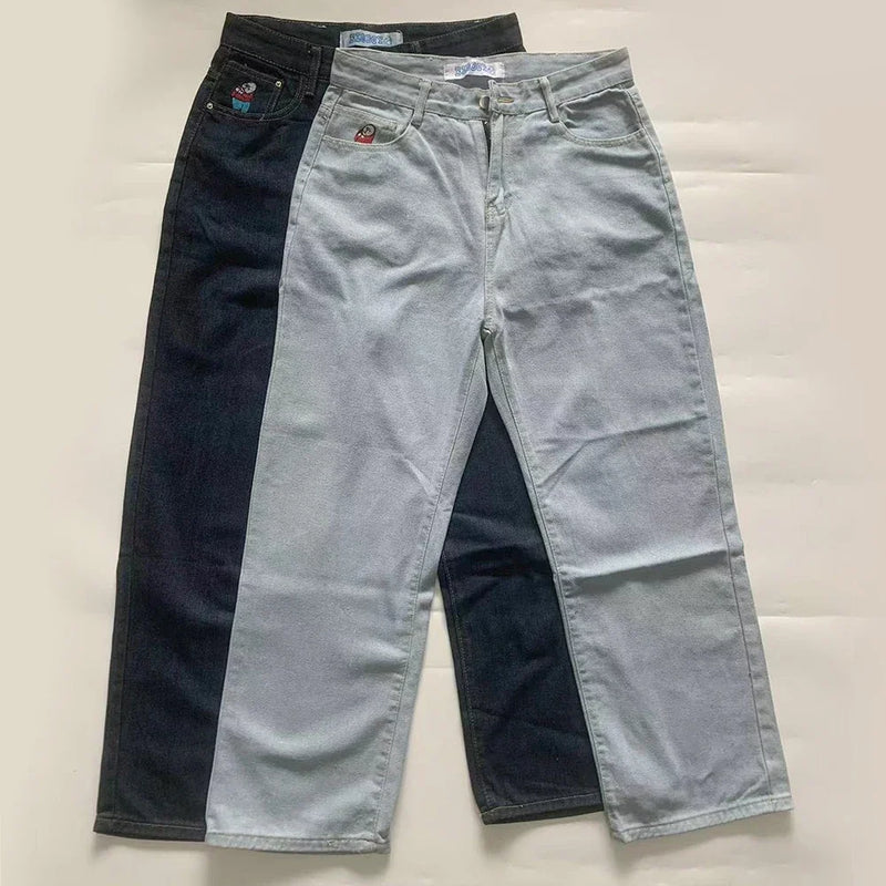 big boy denim y2k embroidery golf trap wang jeans men women streetwear baggy jeans pants leisure simple straight cargo trousers unique cargo style 4057