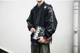 checkered varsity coat, layered streetwear look, trendy