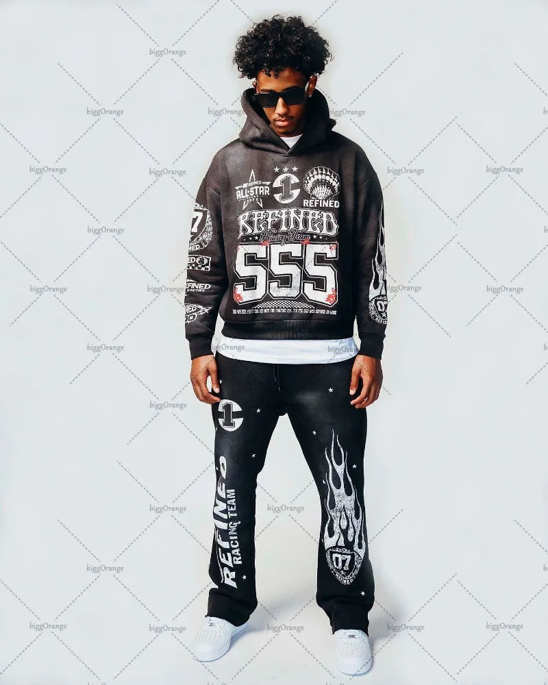 Y2K High Street Clothing Oversized Pullover Sweatshirt Mens 2023 Sprin