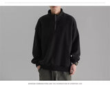 Mens Polar Fleece Half Zip Turtleneck Sweatshirts Korean Fashion Loose