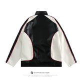 Motorcycle Street PU Leather Jacket American Trendy Brand Sports Top Couples Streetwear Korean Fashion Casual Coat Men Clothing