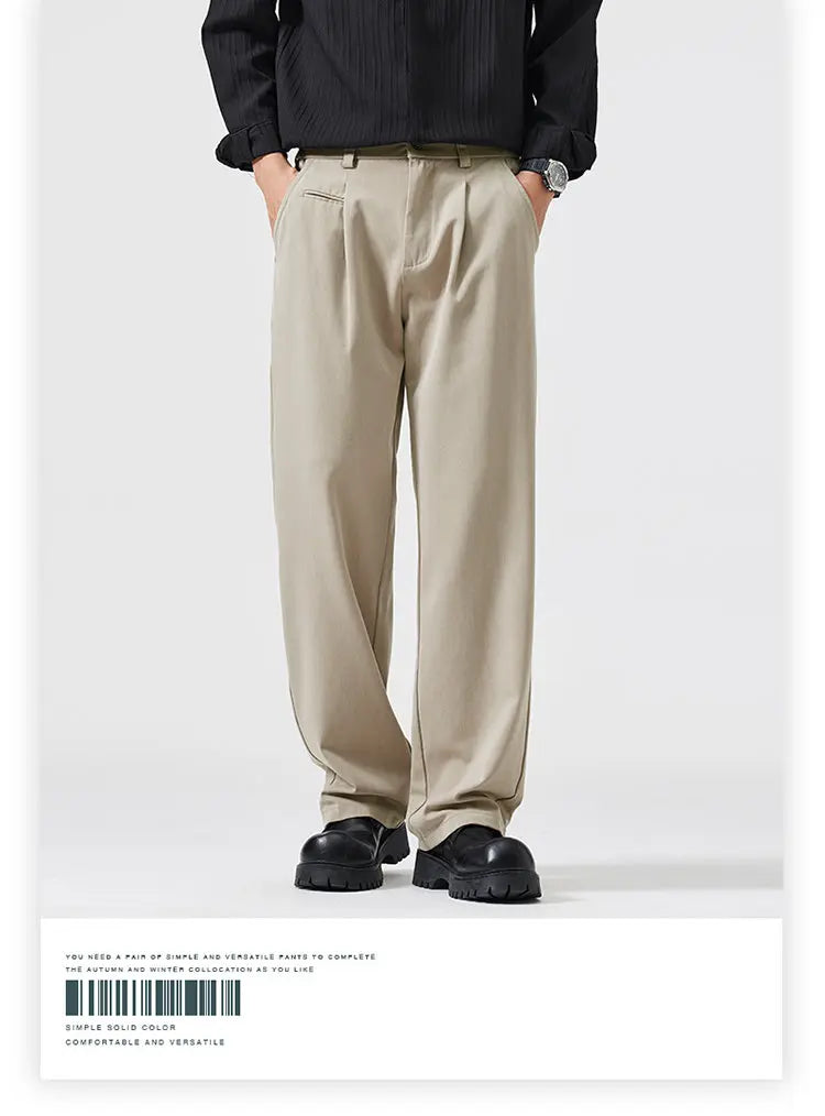 simple casual pants mens spring autumn loose fashion straight wide leg plus size pants cityboy streetwear trousers relaxed fit trousers