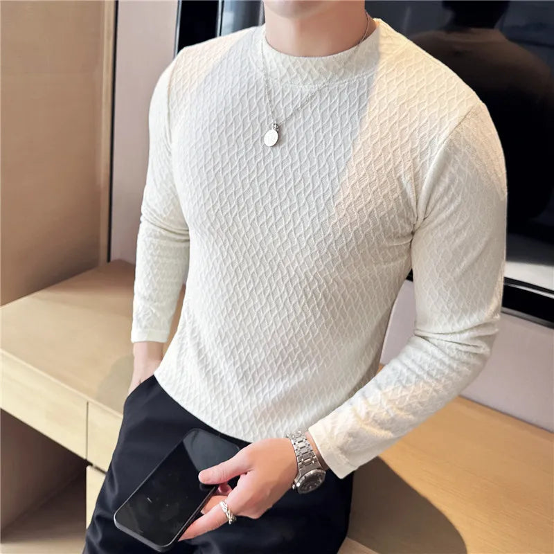 Skatercore Graphic tee – Autumn Winter Semi Turtleneck Stretch Slim Fit Long Sleeve T
