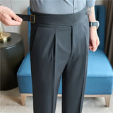 men naples waist business casual fashion vintage ankle length suit pant gentleman party dress pants trousers unique default style 1535