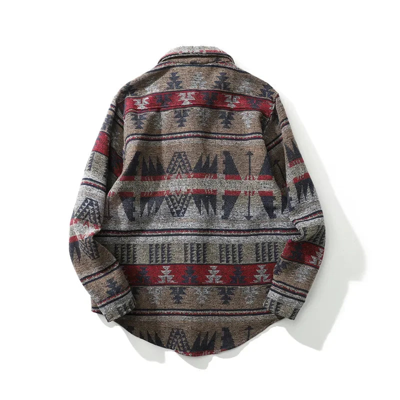 Dark Icon Geometric Stripe Shirts Men Women Long Sleeve Harajuku Woolen Shirts Men Clothing