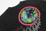 Retro Vintage Metal Rock Band T-Shirt Portrait High-Street Washed Distressed Cotton Tops T-Shirt For Summer