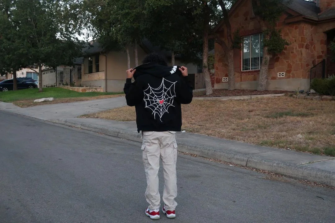Y2K Vintage Women Clothes Hoodies Spiderweb Sweatshirt Printed Dark