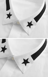 New 2022 Luxury Men Classic Embroidered stars comfortable Fashion Cotton Casual Shirts Shirt High Quality Short Sleeves A116