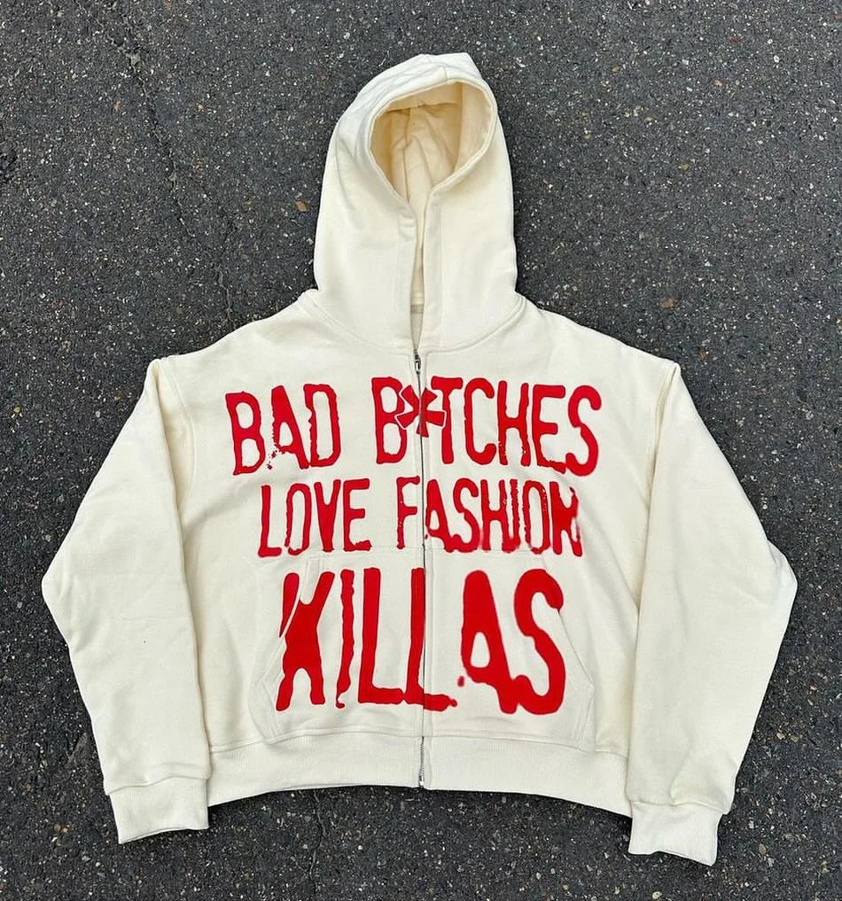 Y2k Winter Long Sleeved Hoodie Sweatshirt Oversized Winter Clothes Streetwear Y2k Vintage Punk Graffiti Print