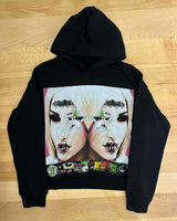 Y2K American Street Fashion Anime Letter Graffiti Print Oversized Hood