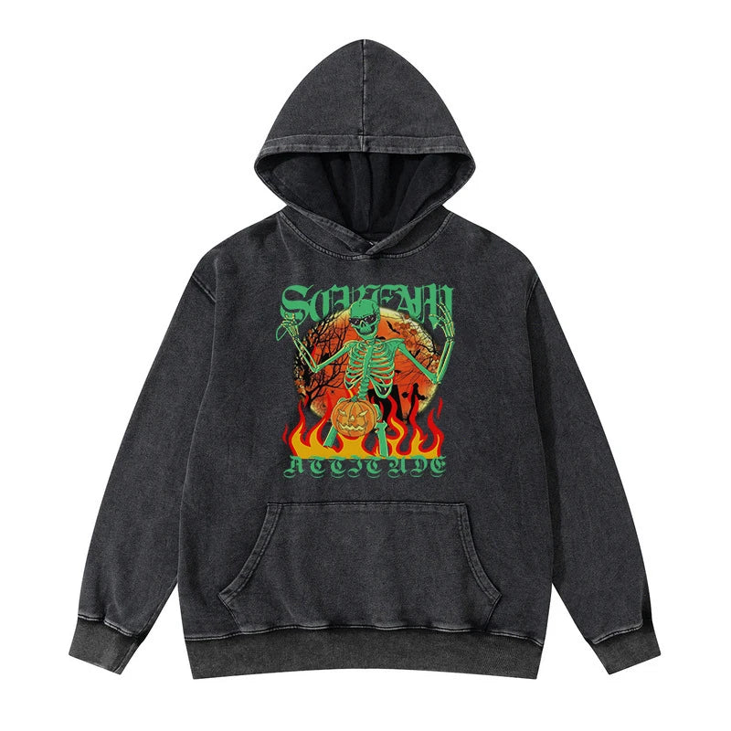 Anime Aesthetic Tee – Rainbowtouches Washed Hoodie Men High Street Fashion Skulls