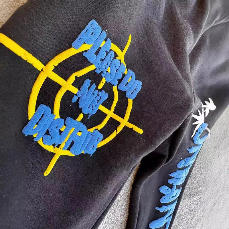 2024 y2k long sleeved foam printed pullover hoodie sweatshirt and pants two piece streetwear trendy wear dark vintage casual 1 relaxed fit trousers