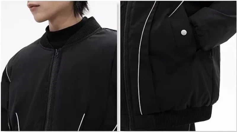 Winter Thickening Flying Baseball Uniform Solid Multi Pocket Simplicity Warm Cotton Jacket 2024 New Streetwear Male Parkas