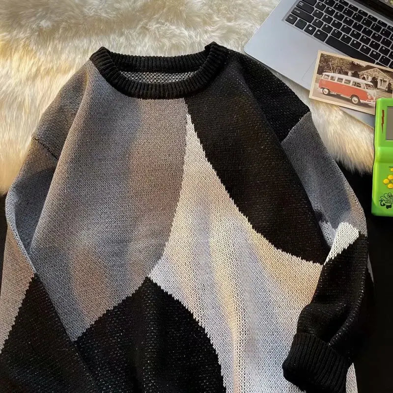 oversized knit pullover, fall/winter fashion, soft knit pullover with flame design, y2k fashion statement