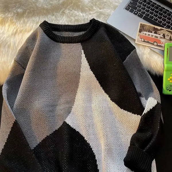 oversized knit pullover, fall/winter fashion, soft knit pullover with flame design, y2k fashion statement