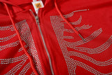 Y2K Rhinestone Skeleton Hoodies Women Gothic Black Zip Up Oversized Sw