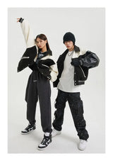 Korean Retro Street PU Leather Patchwork Baseball Jacket Men Autumn Trendy Brand INS Street Couple Leisure Motorcycle Jacket