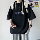 Harajuku Vintage anime – New Mens Casual Hooded Y2K T Shirt Summer Short Sleeve