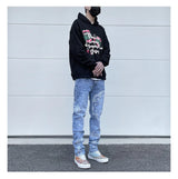 mens high street paisley print denim jeans casual hip hop distressed jeans slim fit skinny denim pants joggers streetwear men unique joggers style 1239