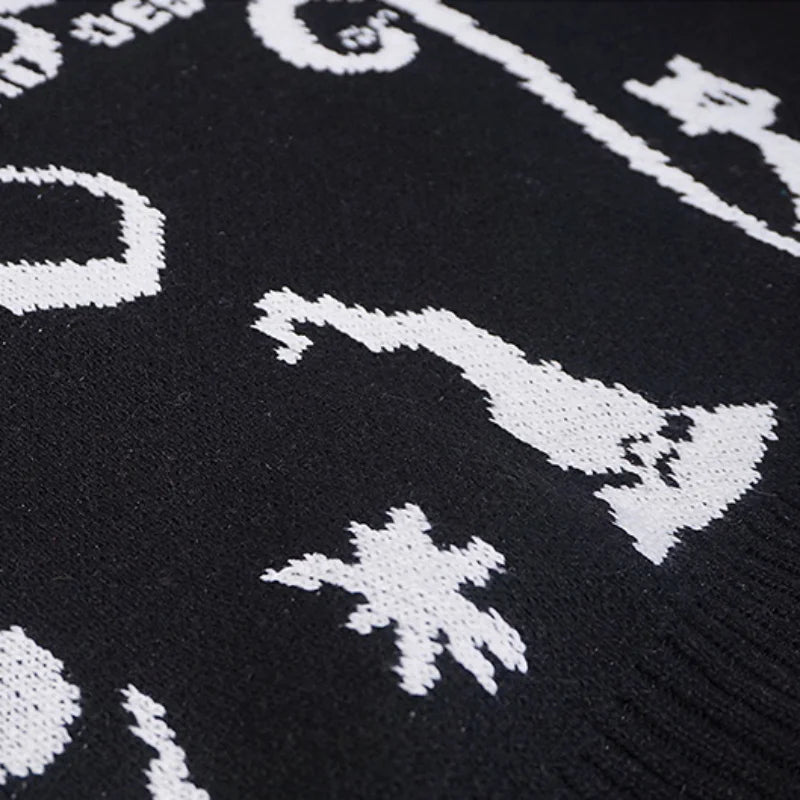 mens turtleneck knitted sweater fashion hip hop harajuku letter sweater retro vintage jumpers casual cotton pullovers sweaters trendy hip hop style outerwear, aesthetic street look hoodie, Y2K vintage urban hoodie