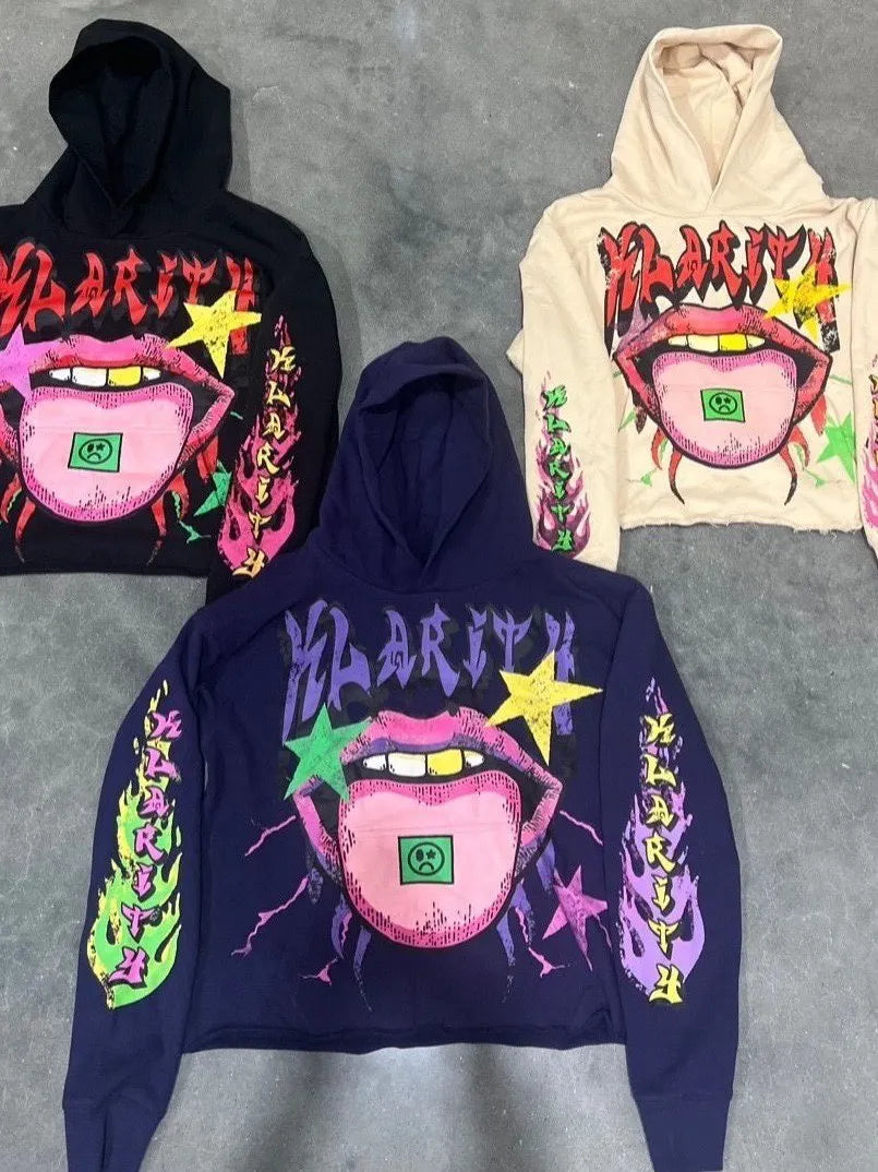 Bold Y2K hoodie with futuristic urban graphics