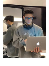 Korean Personality Street Casual Masculine Temperament Initials Printed Sweatshirt Trendy Men Women Pullover High Collar Hoodie