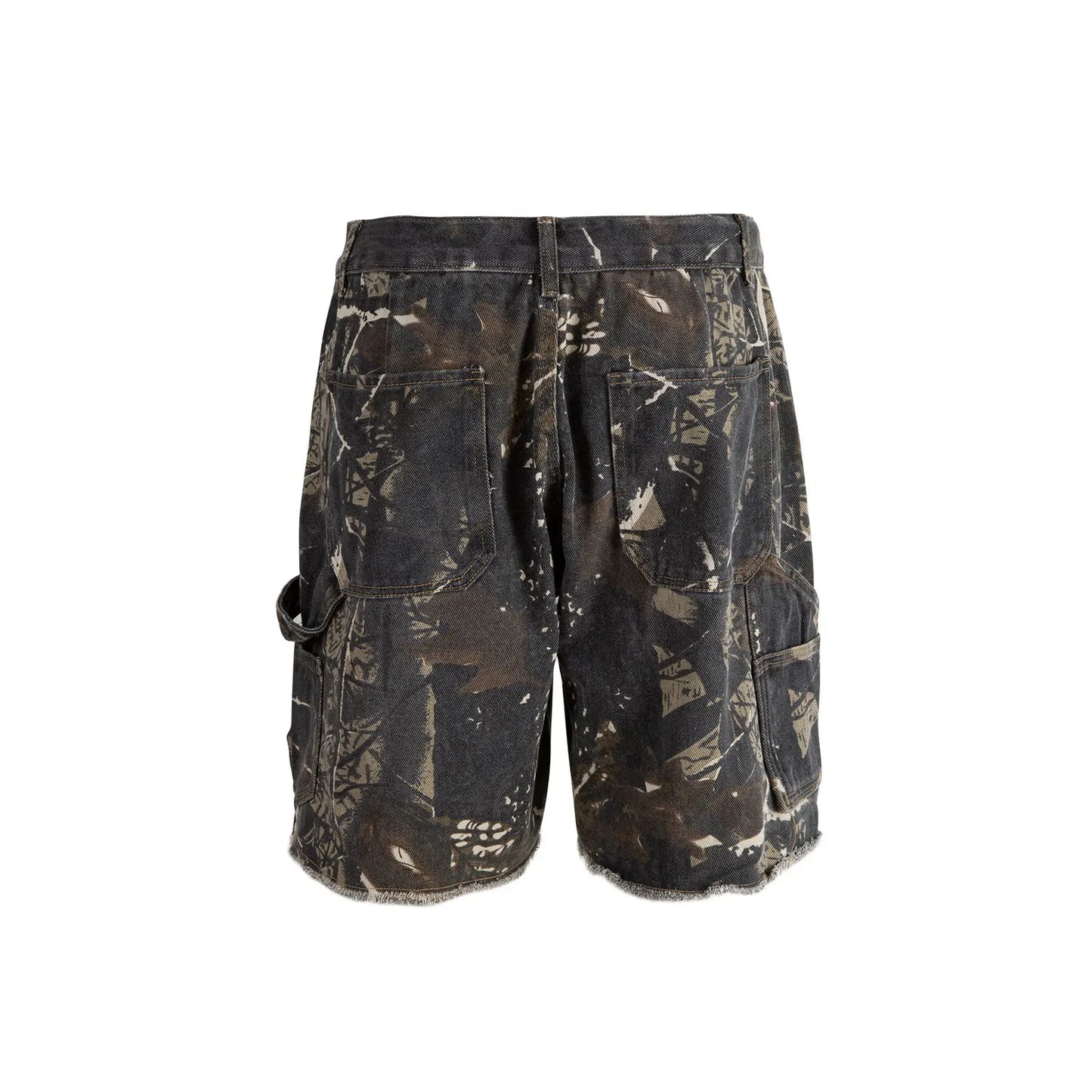 full branches trees camouflage cargo shorts for men and women straight patchwork baggy summer knee length pants oversized military streetwear pants