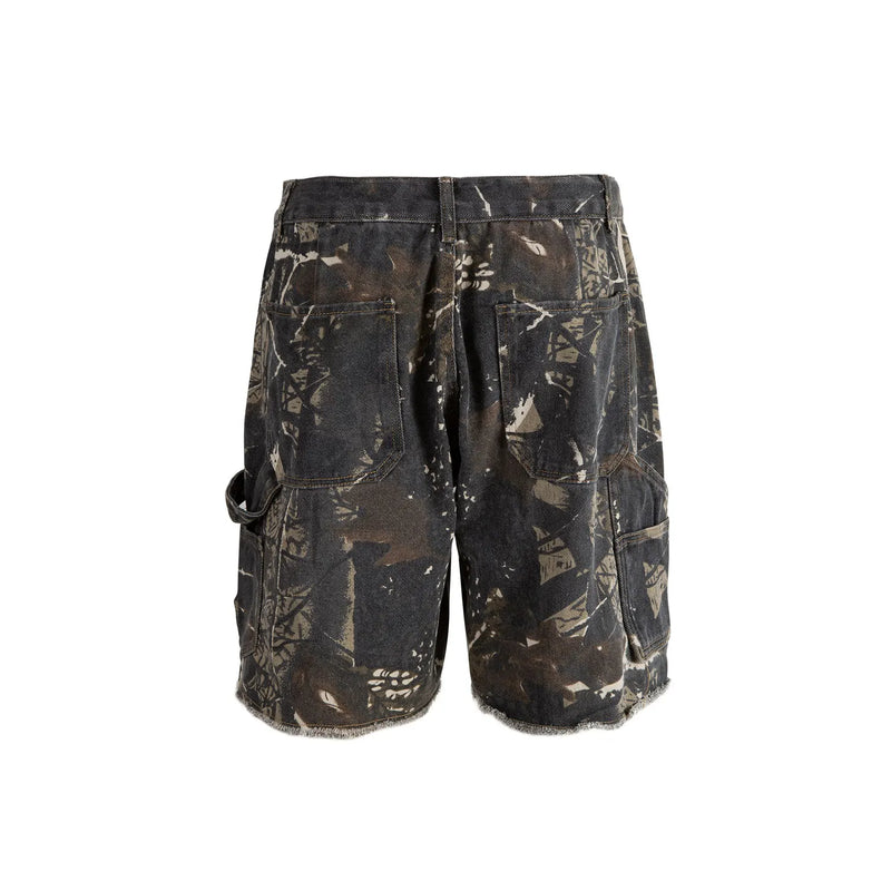 full branches trees camouflage cargo shorts for men and women straight patchwork baggy summer knee length pants oversized military streetwear pants