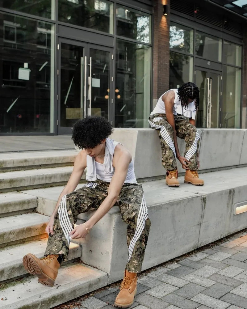 american high street fashion striped letter printed trousers men y2k harajuku retro personality casual oversized wide leg pants unique default style 3468