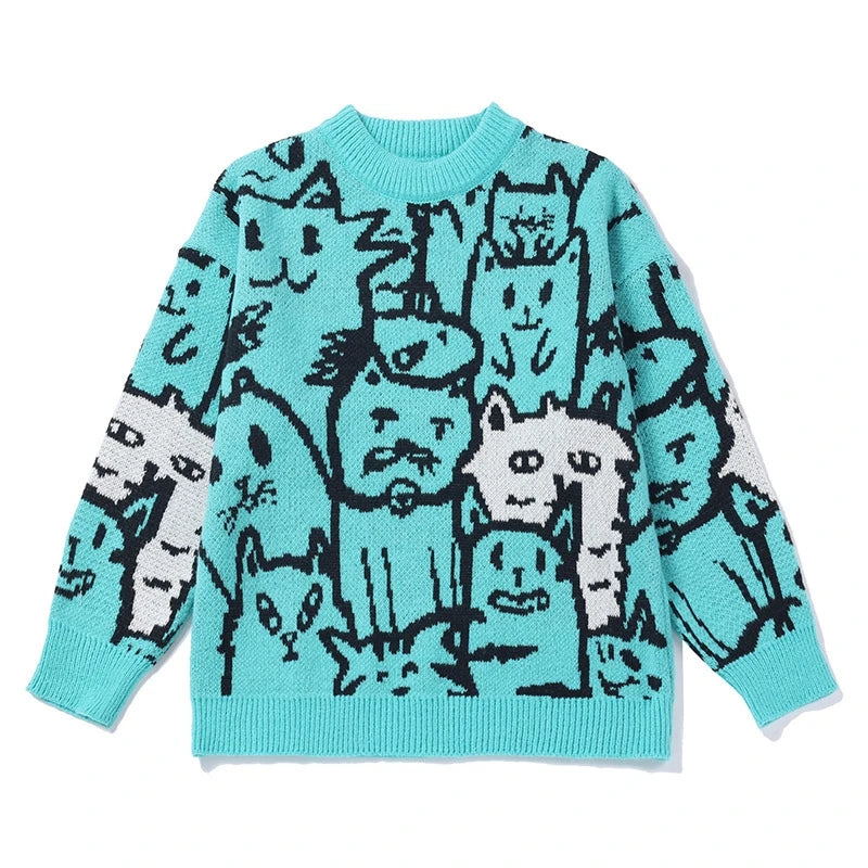 grunge oversized flame jumper built for warmth and edge, essential for winter street style, men’s streetwear clothing piece f