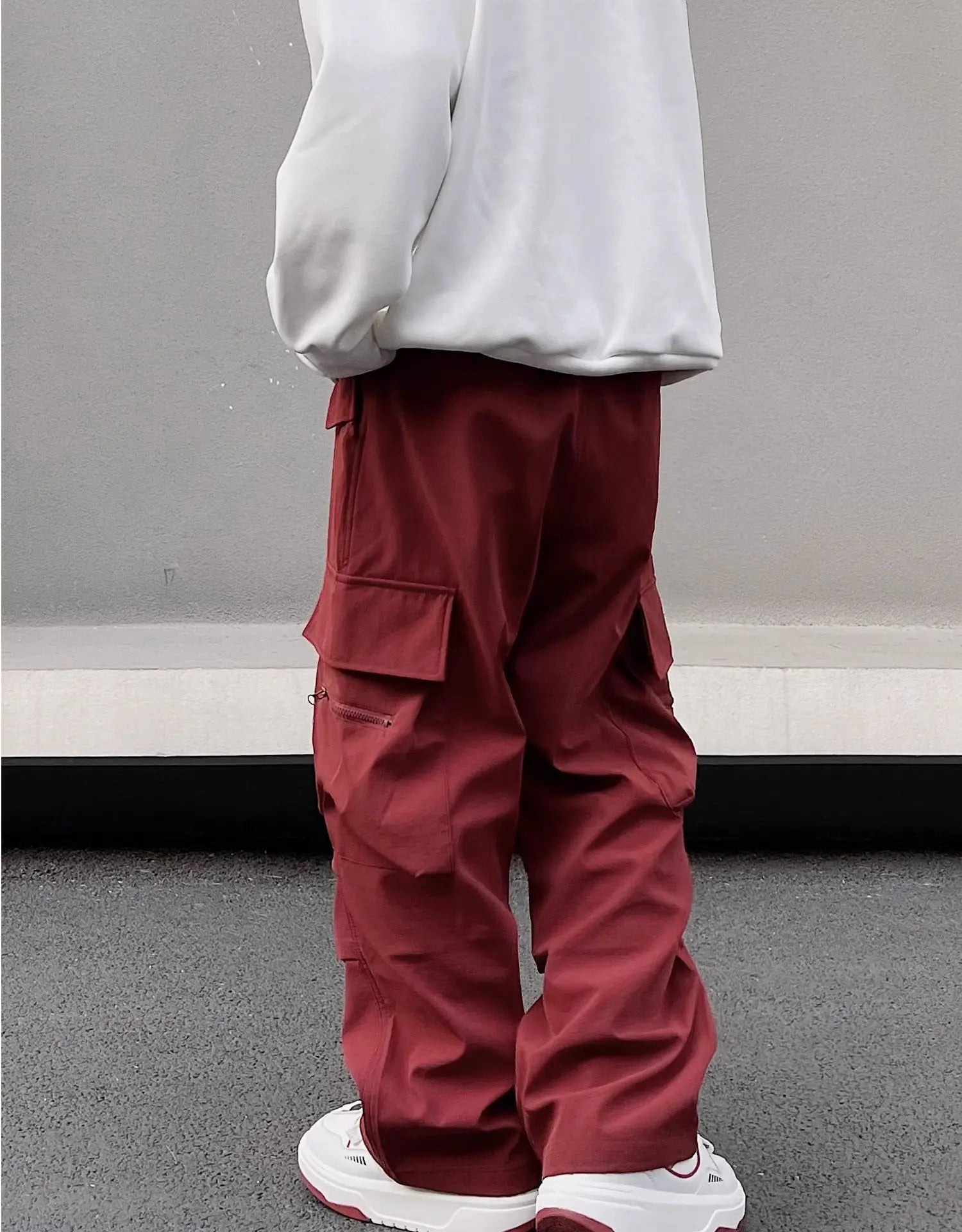 fashion loose streetwear cargo pant unisex casual multi pocket wide legs drewstring trousers hip hop joggers mens baggy pants unique joggers style 5069