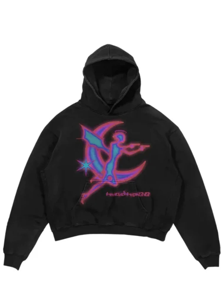 Y2K Womens Top Hoodies Sweatshirt Pullover Oversized Streetwear Vintage