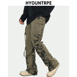 men patchwork camouflage cargo pants streetwear side pockets harajuku joggers unisex hip hop baggy loose straight flare trousers urban active pants