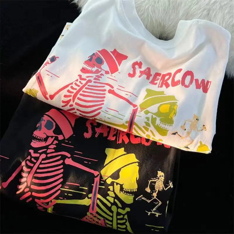 Y2k Anime panel – Heavyweight Short Sleeved T Shirt Loose Mens And Womens Coup