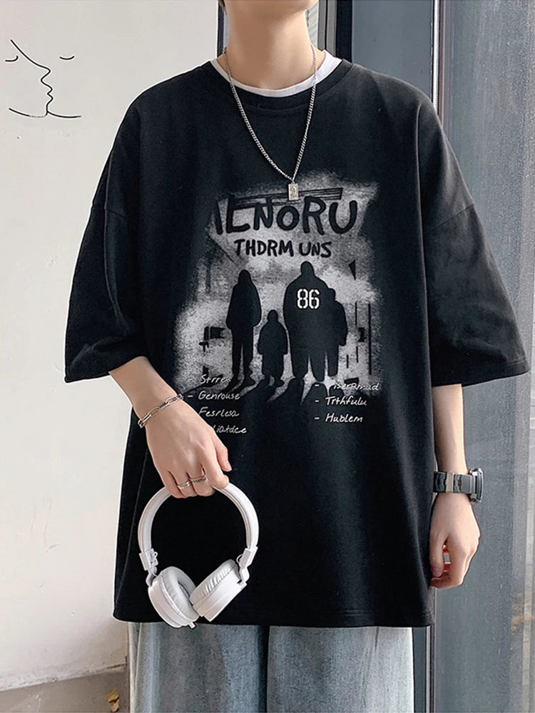 Cyberpunk Chrome print – New Anime Graphic Print Short Sleeve T Shirt For Men Hip Hop