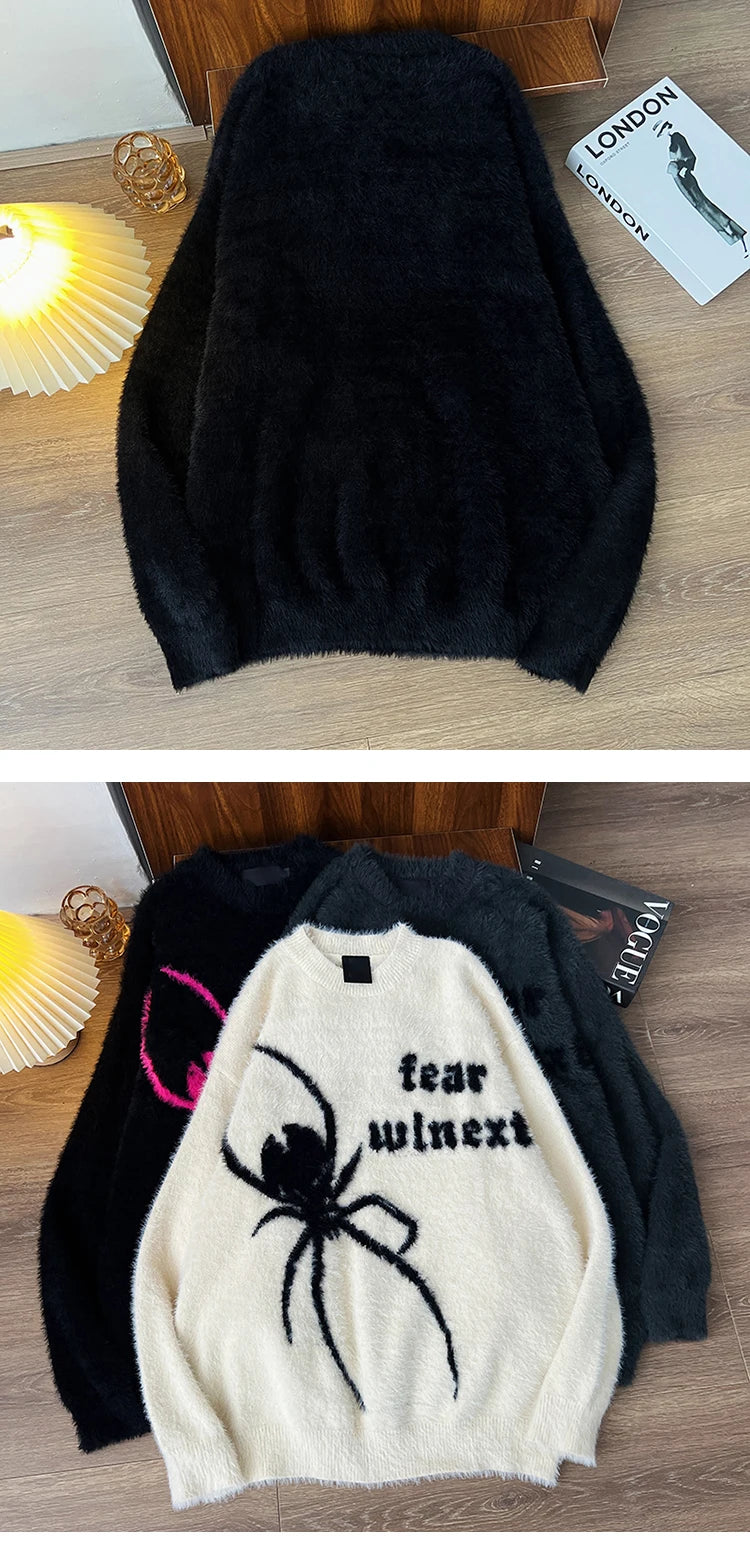 techwear street knit hoodie with oversized flame detail for urban fall winter outfits, street fashion menswear trend for seas