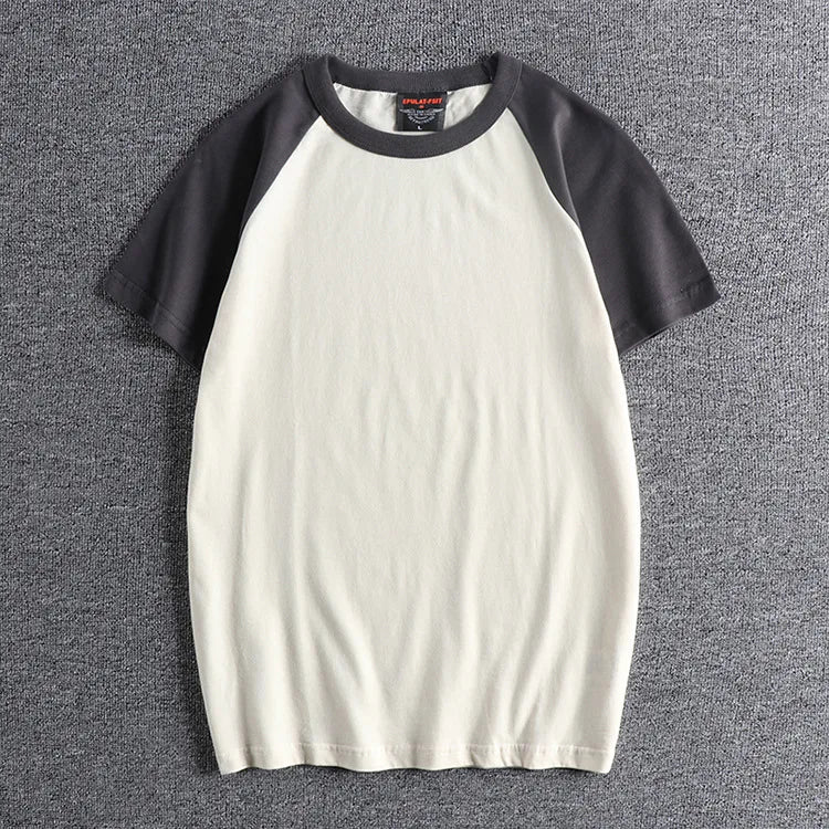 Glitchcore Anime panel – Summer Short Sleeved Mens New Retro Stitching Contrast Color