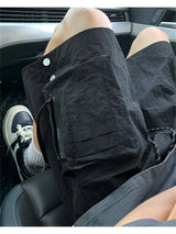 summer casual purple cargo shorts men high street drawstring pocket baggy short sweatpants y2k hip hop bermudas homme shorts unique joggers style 179