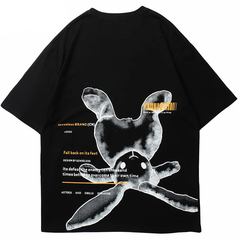 Y2K Graphic Tee – Hip Hop Streetwear Tshirt 2023 Men Cute Rabbit Letter Printe – Modern Streetwear for Everyone