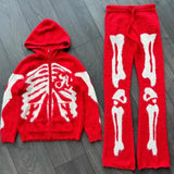 sweaters oversized zip sweater coat pants hip hop knitted punk hairy skeleton jumper fashion streetwear cardigan skull hooded menswear bottoms