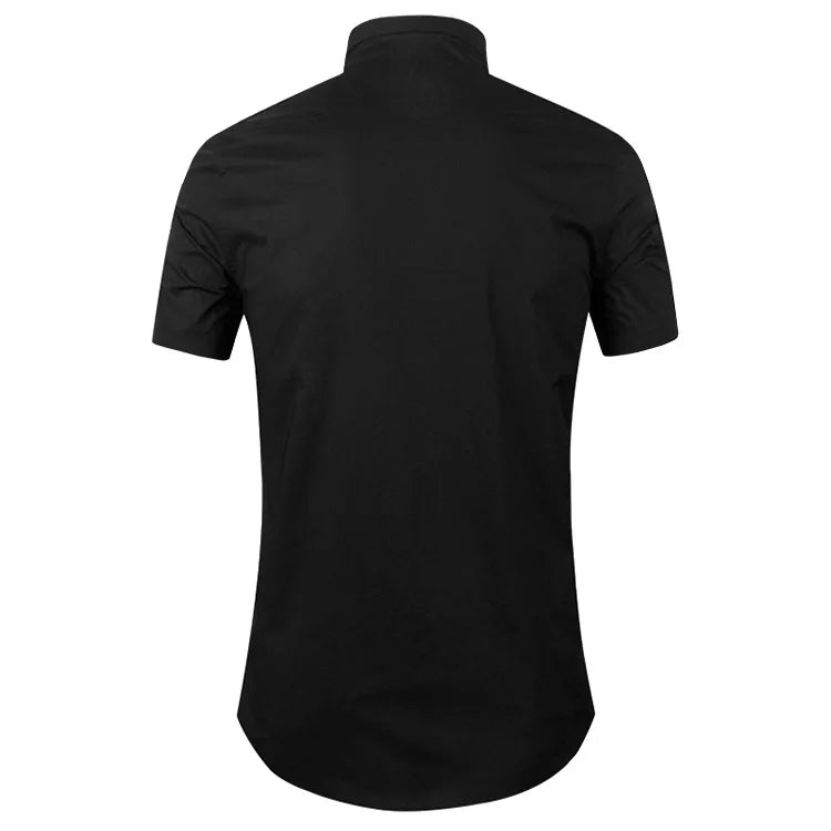 New 2021 Luxury Men Classic Embroidered bee stripe Ribbon Fashion Cotton Casual Shirts Shirt High Quality Short Sleeves A65