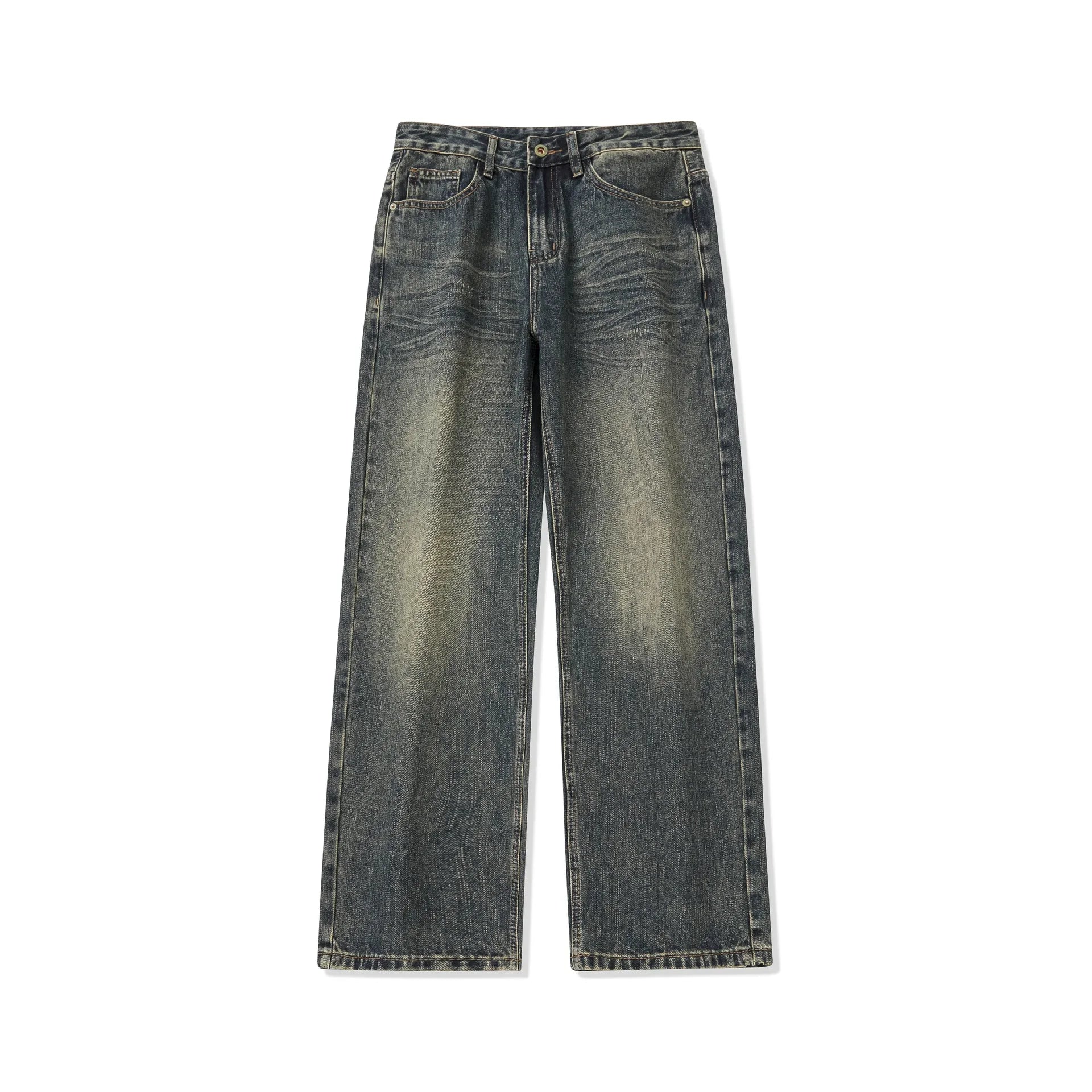 mens streetwear fashion loose casual plus size straight wide leg denim baggy jeans pants boyfriend jeans trousers stacked flare jeans