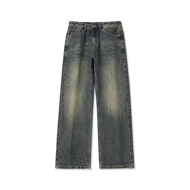 mens streetwear fashion loose casual plus size straight wide leg denim baggy jeans pants boyfriend jeans trousers stacked flare jeans