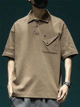 Gothic Angelcore design – Summer New Button Pocket Polo Shirt For Men Casual Short Sle