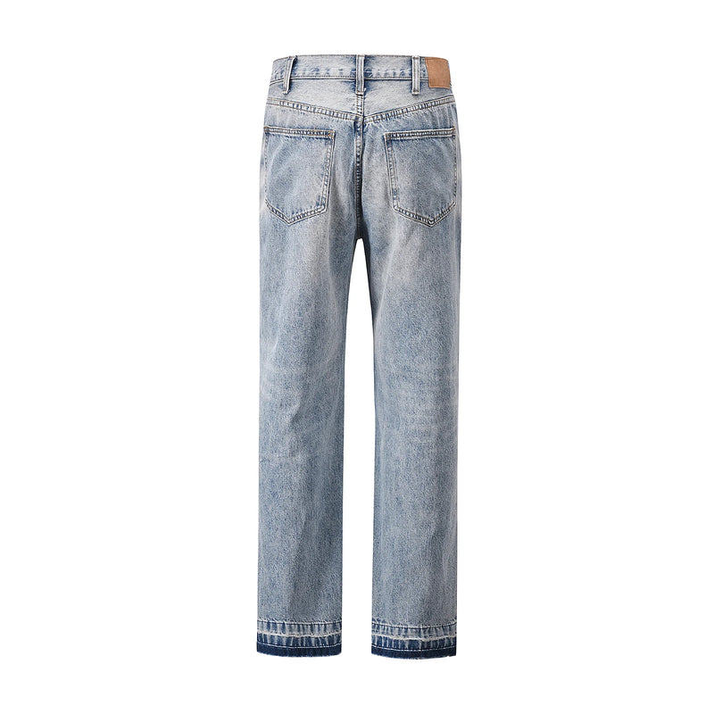 kanye west heavy industry high street jeans straight tube washed knives cut ground edges sagging jeans pants holes for men unique jeans style 2017