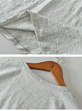 Summer Short Sleeved Men'S Thin Section Casual All Match Loose Cotton Breathable Round Neck Solid Color Bottoming Shirt