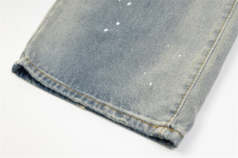 mens fashion ripped jeans blue straight baggy jeans trousers luxury loose casual distressed denim pants male 1 unique jeans style 4615
